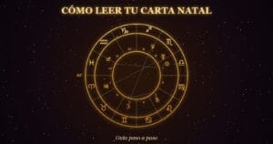 Rueda de una carta natal con los 12 signos, las casas y los planetas