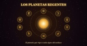 Símbolos de los planetas regentes alrededor del Sol
